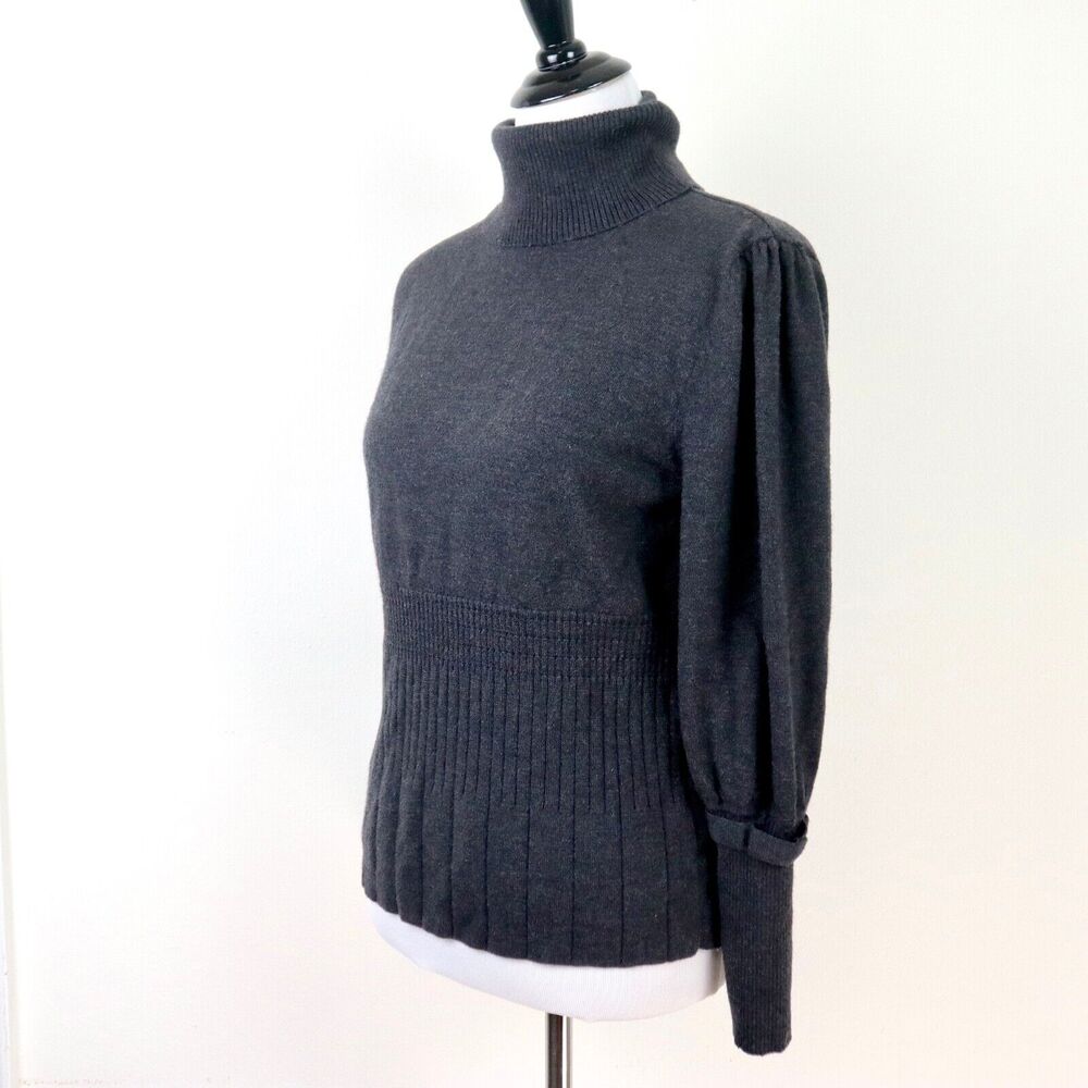 Pendleton Size Petite L Merino Wool Knit Sweater Turtleneck Gray